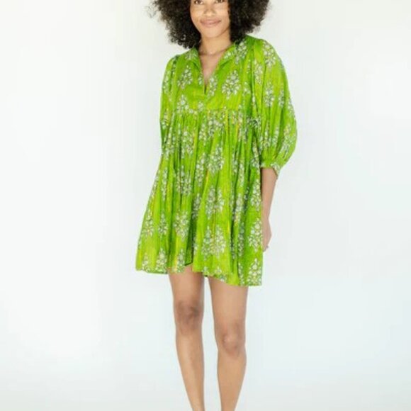 Clara the Label Dresses & Skirts - New Clara The Label Clover Mini (Renwick Olive) Ballon Sleeves Mini Dress P2384